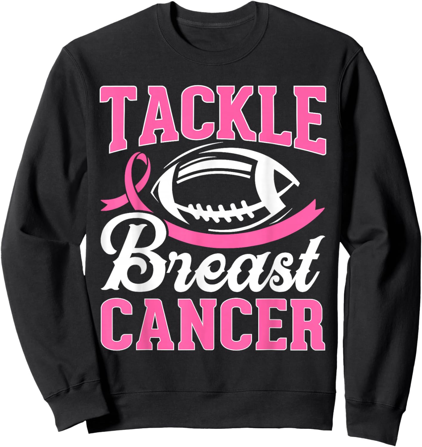 Tackle Breast Cancer Awareness Football Pink Ribbon Boys Kid Sweatshirt - Sweatshirt | Black
