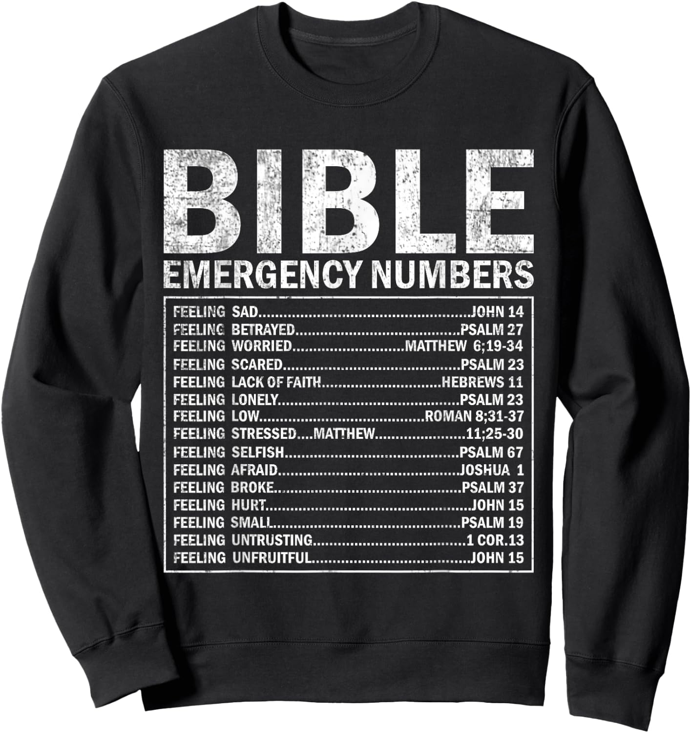 Christian Bible Emergency Numbers Cute Christian Sweatshirt - Sweatshirt | Black