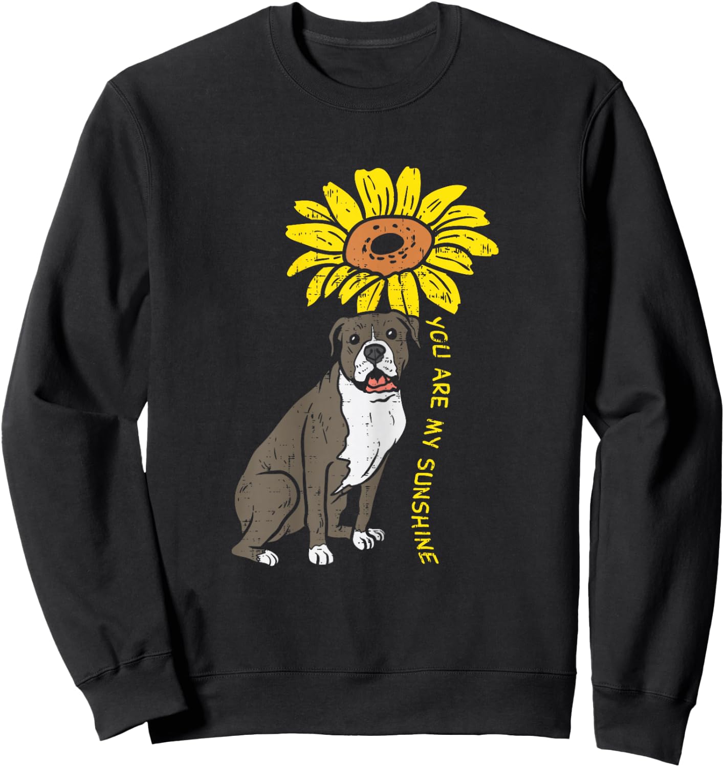 Pitbull Sunflower Sunshine Pitties Pet Dog Lover Owner Gift Sweatshirt - Sweatshirt | Black