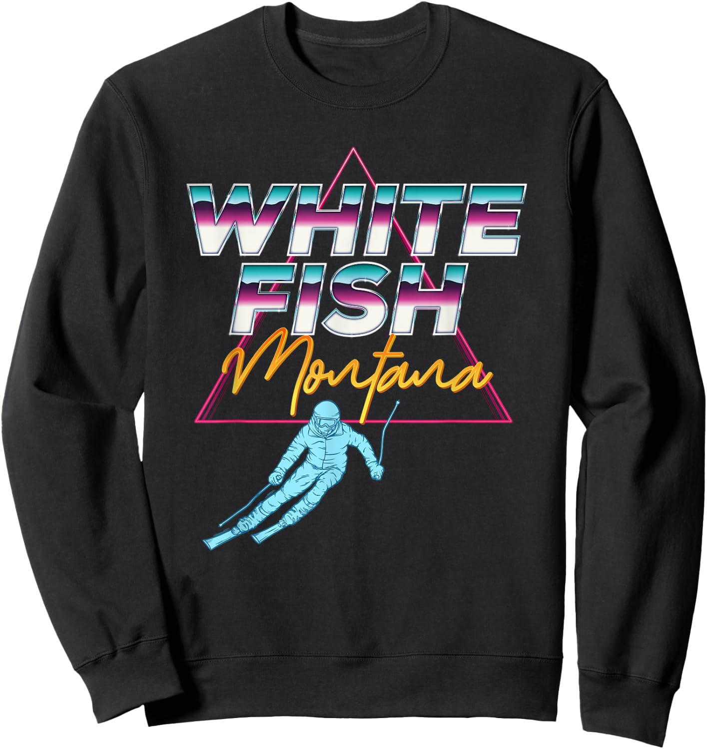Whitefish Montana - USA Ski Resort 1980s Retro Sweatshirt - Sweatshirt | Black