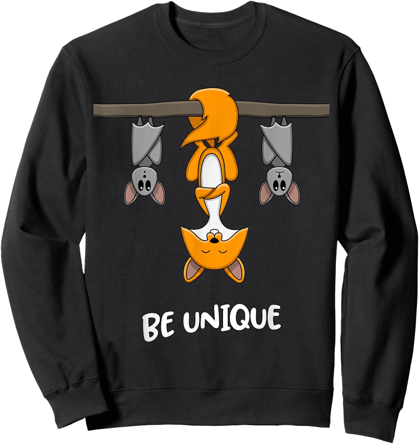 Fox Bat Animal Quote Be Unique Motivational Sweatshirt - Sweatshirt | Black