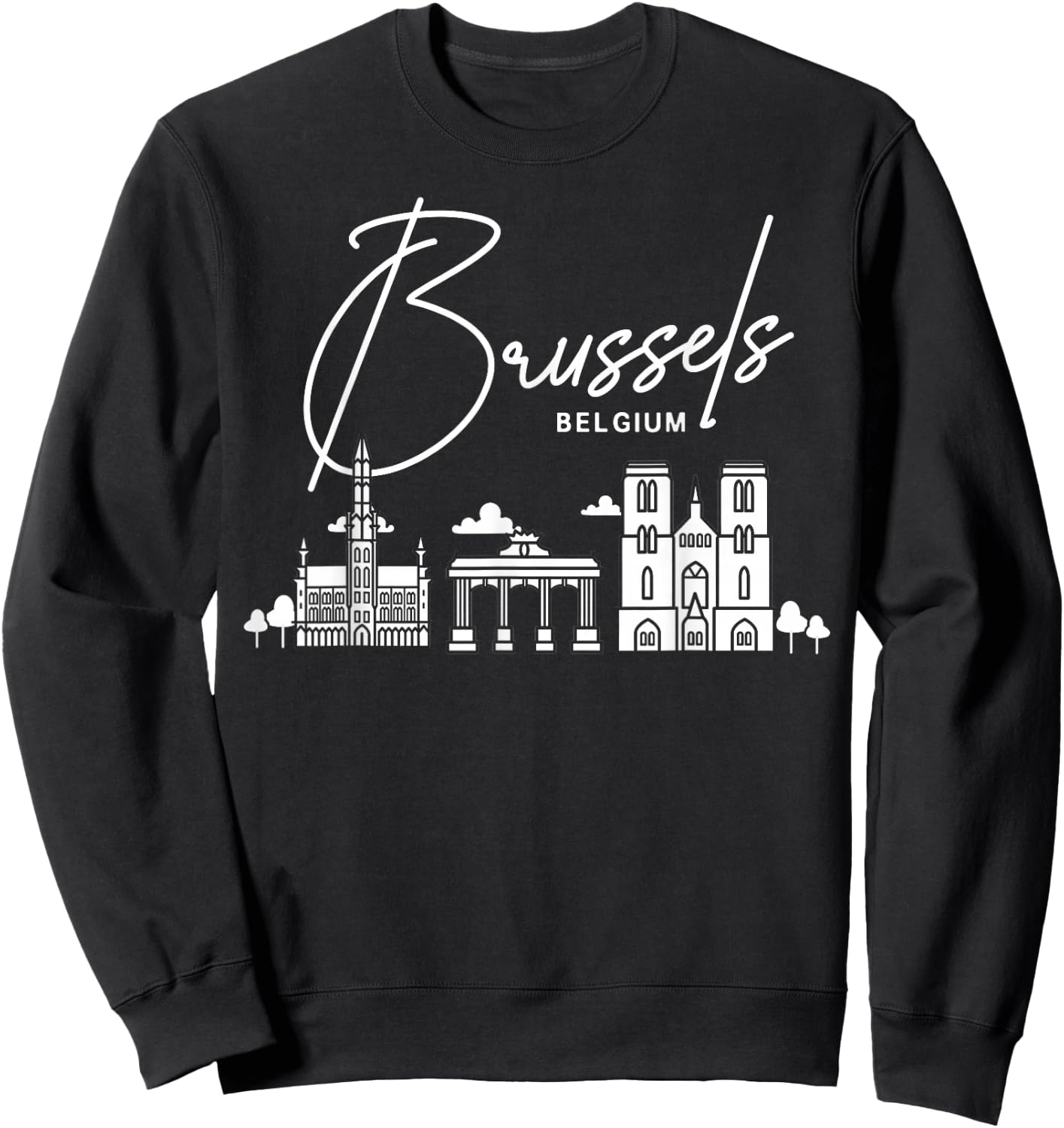 Brussels Belgium City Skyline Map Travel Sweatshirt - Sweatshirt | Black