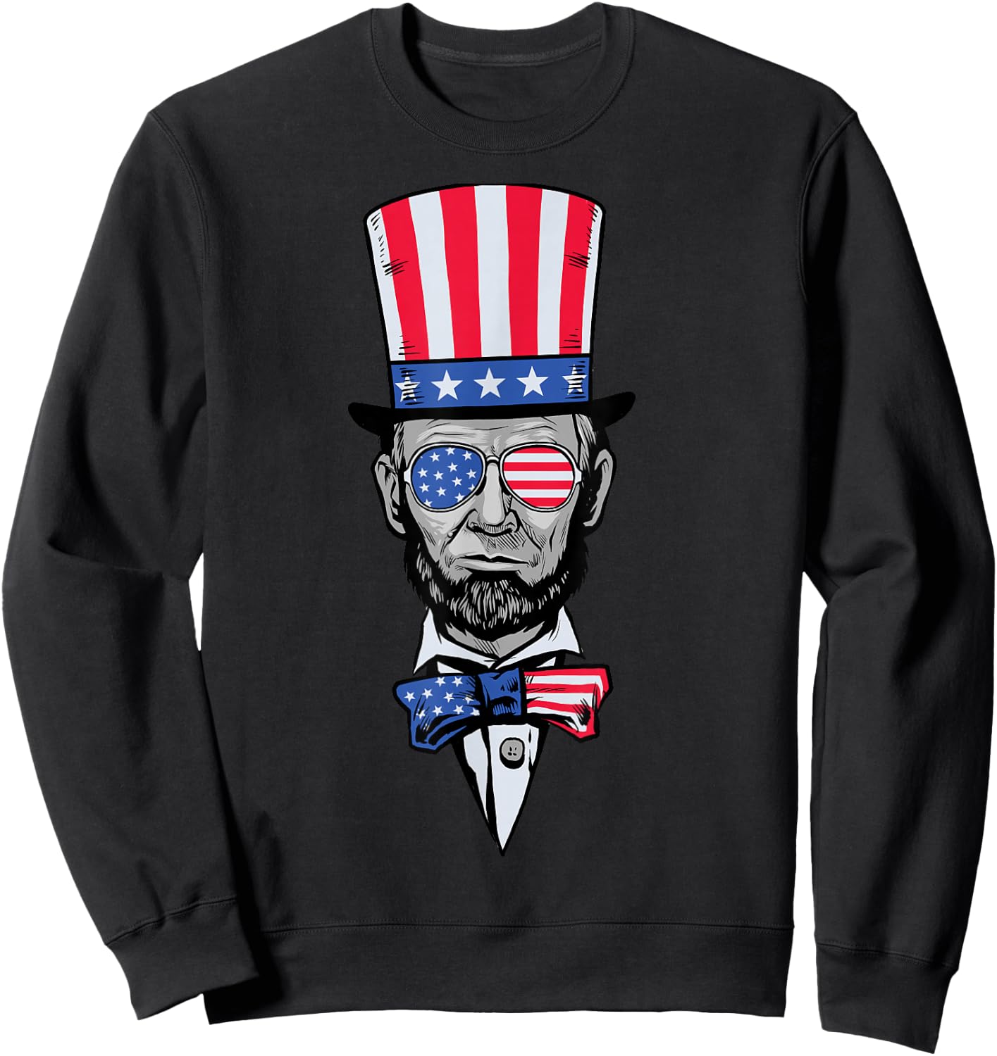 Abe Lincoln American Patriotic Flag Hat Sunglasses Tie BZR Sweatshirt - Sweatshirt | Black