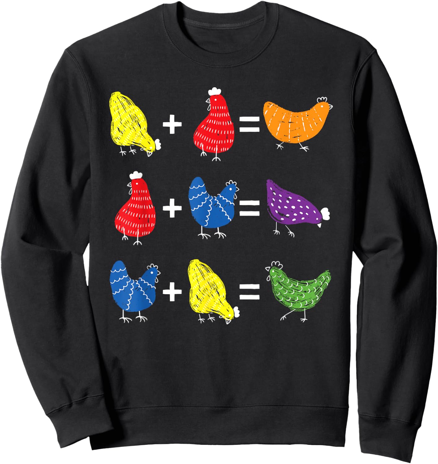 Chicken Themed Color Theory Educational Art Teacher Artist Sweatshirt - Sweatshirt | Black