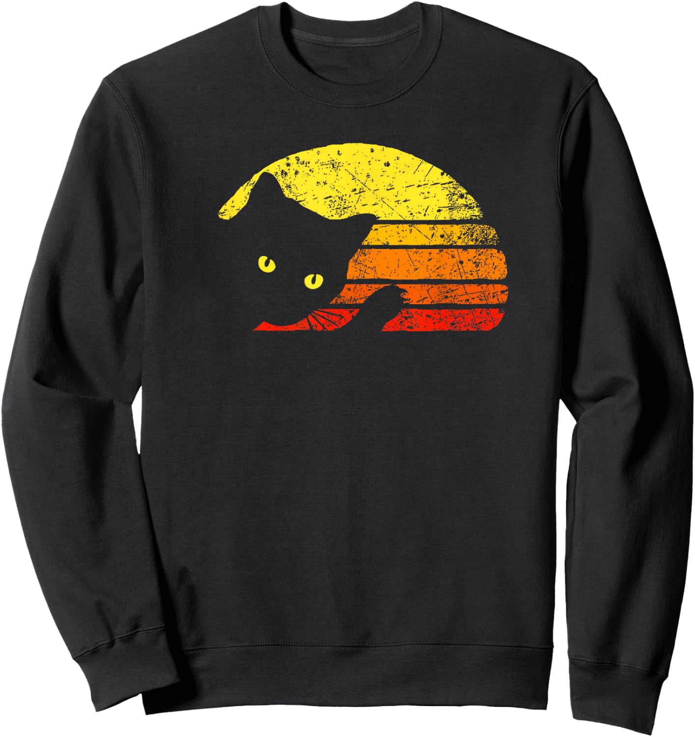 Vintage Cat Lover Sunset Retro Style Cats Sweatshirt - Sweatshirt | Black