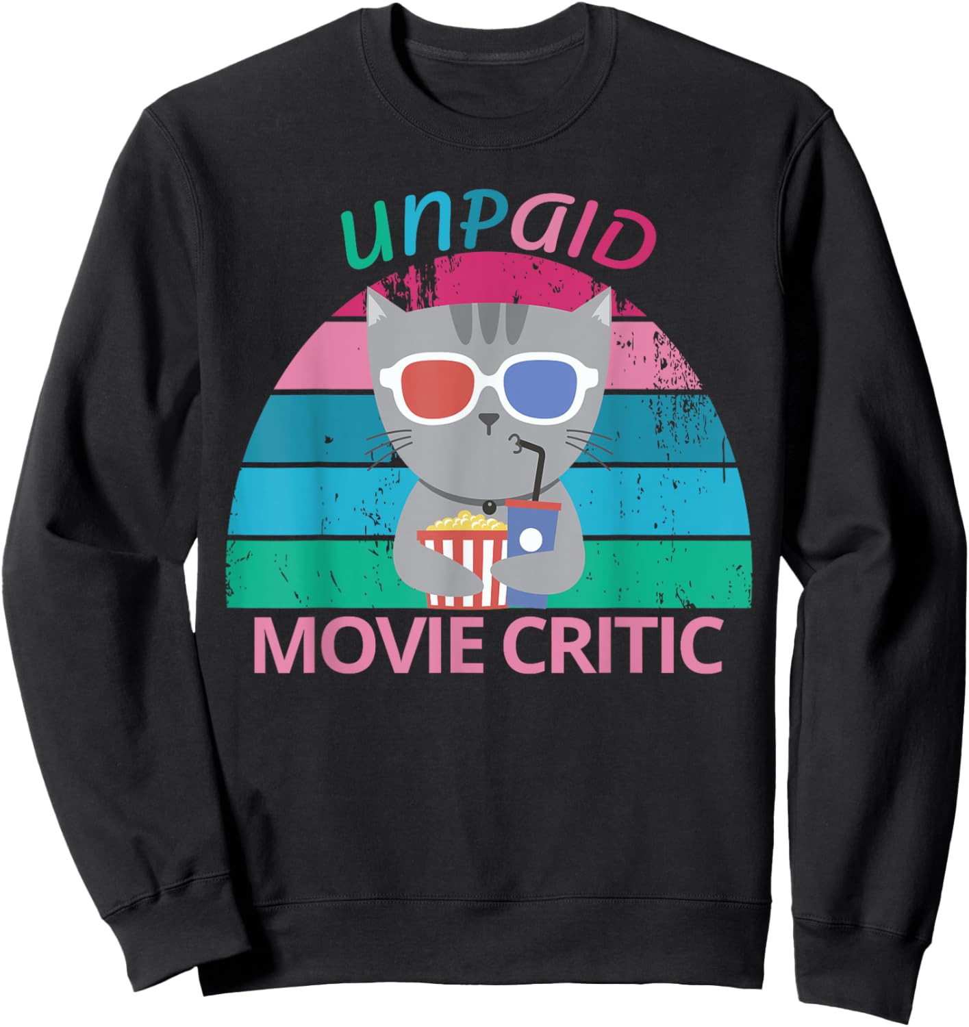 Unpaid Movie Critic moviegoer Film Cinema retro cat Women Sweatshirt - Sweatshirt | Black