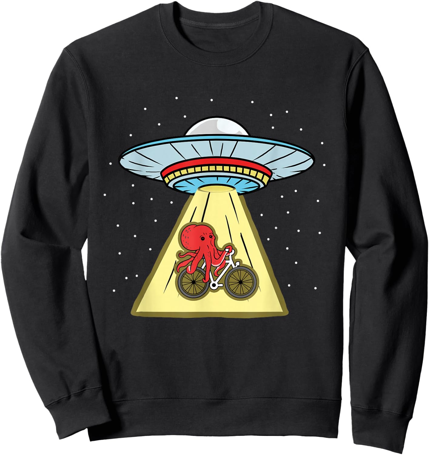 Octopus Riding Bike Ufo Abduction Sweatshirt - Sweatshirt | Black