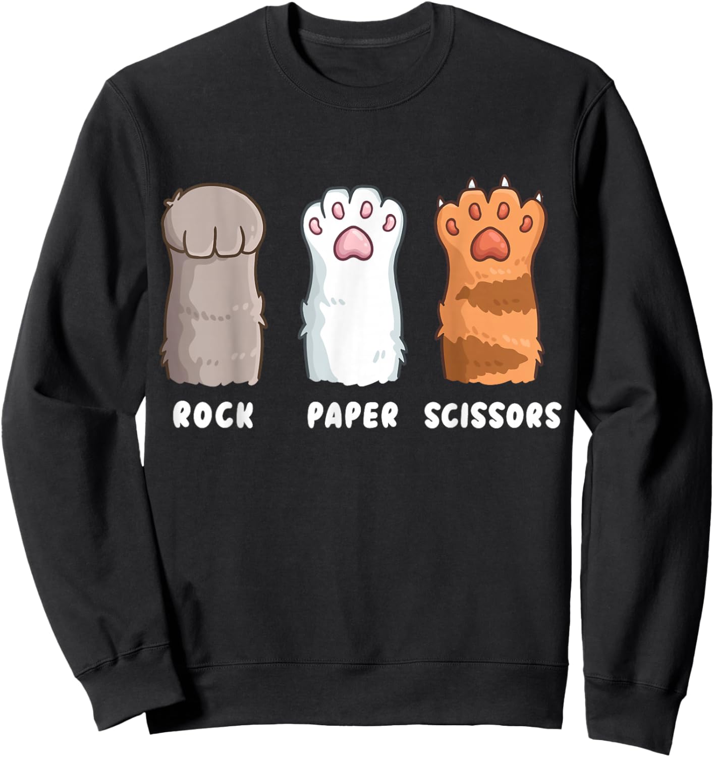 Cat Lover Cat Owner Funny Cat Rock Paper Scissors Sweatshirt - Sweatshirt | Black