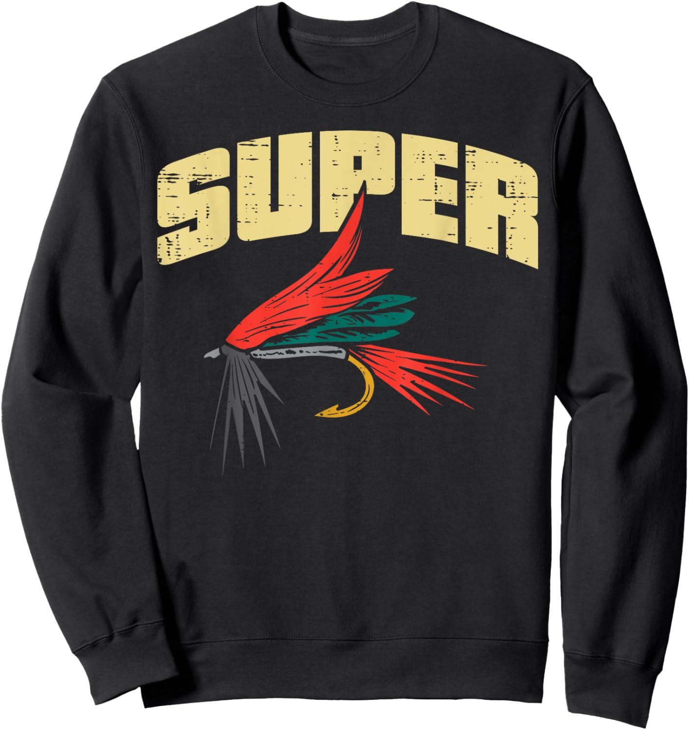 Super Fly Fishing Cool Fish Angler Fisher Fisherman Men Dad Sweatshirt - Sweatshirt | Black