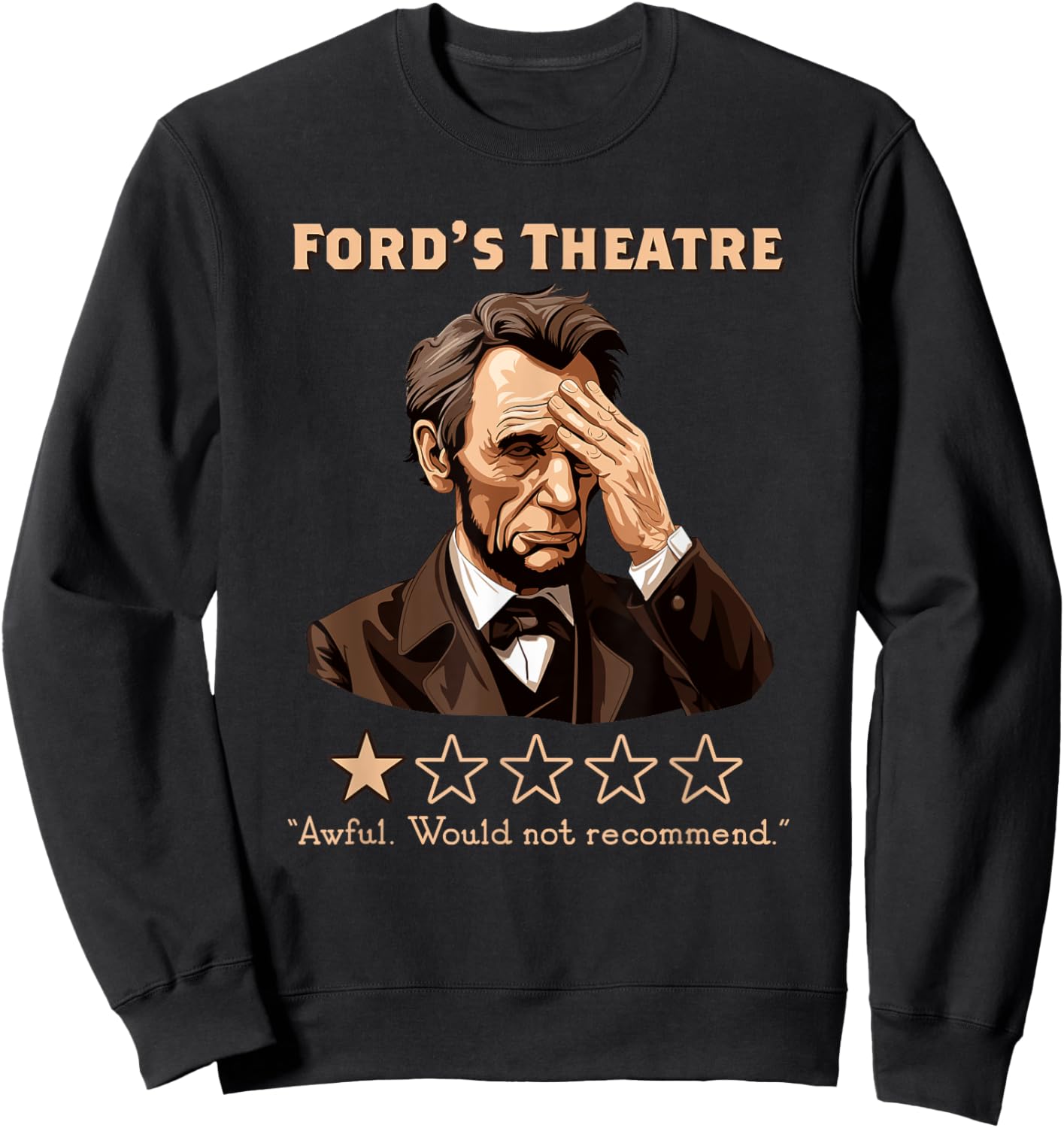 Presto Abraham Lincoln Ford Theater Funny , Men's Grey Classic Fit Short Sleeve , Small Sweatshirt - Sweatshirt | Black