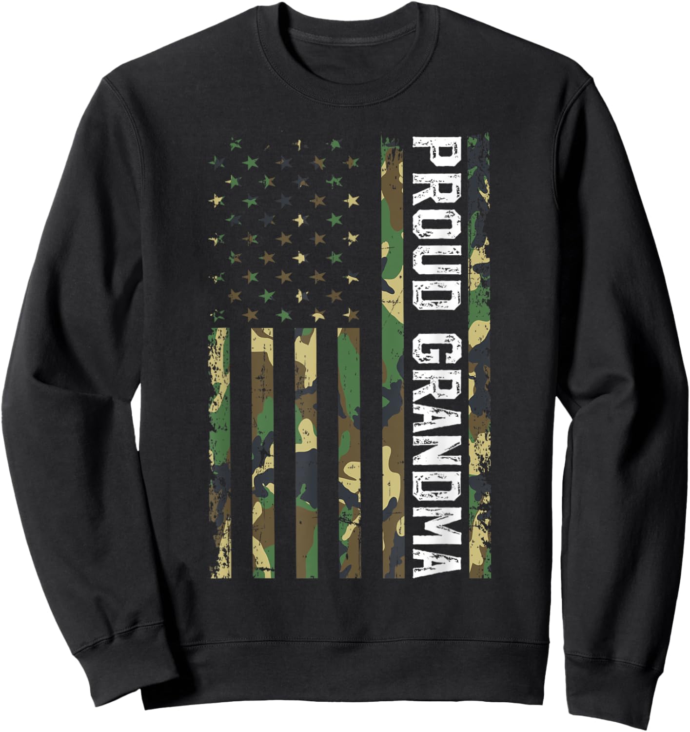 Proud Grandma Of A Soldier Grandma Military Grandma US Flag Sweatshirt - Sweatshirt | Black