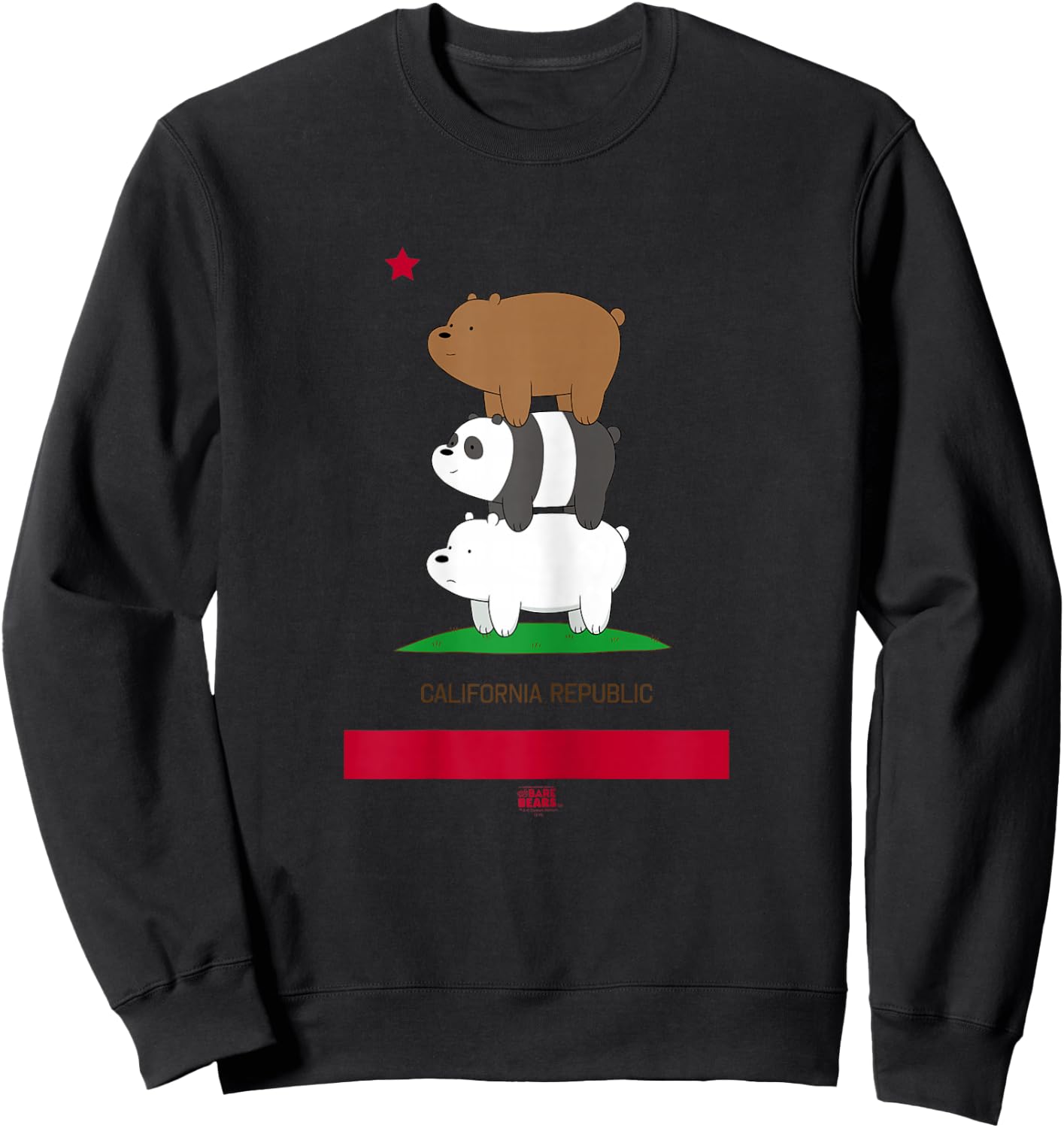We Bare Bears California Flag Sweatshirt - Sweatshirt | Black