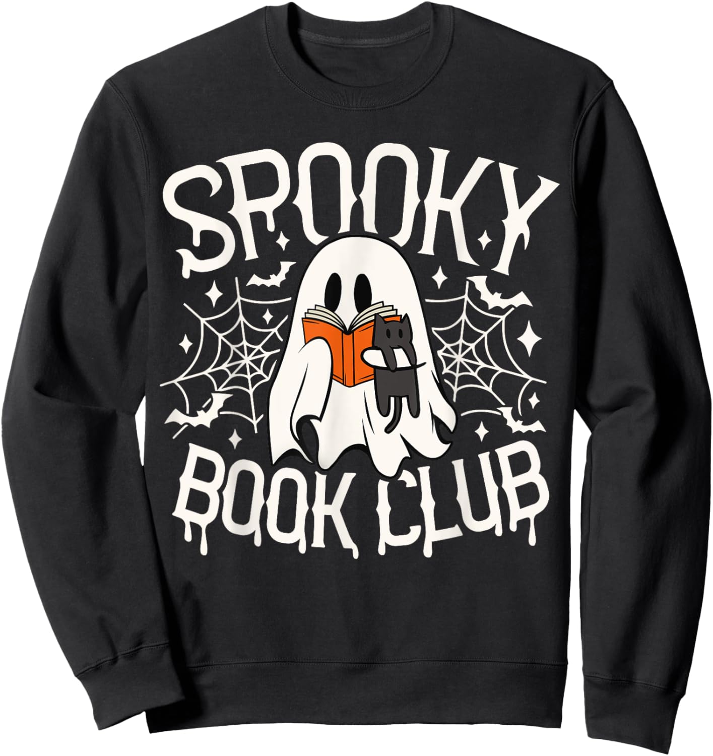 Spooky Book Club Cute Ghost Reading Book Halloween Costume Sweatshirt - Sweatshirt | Black