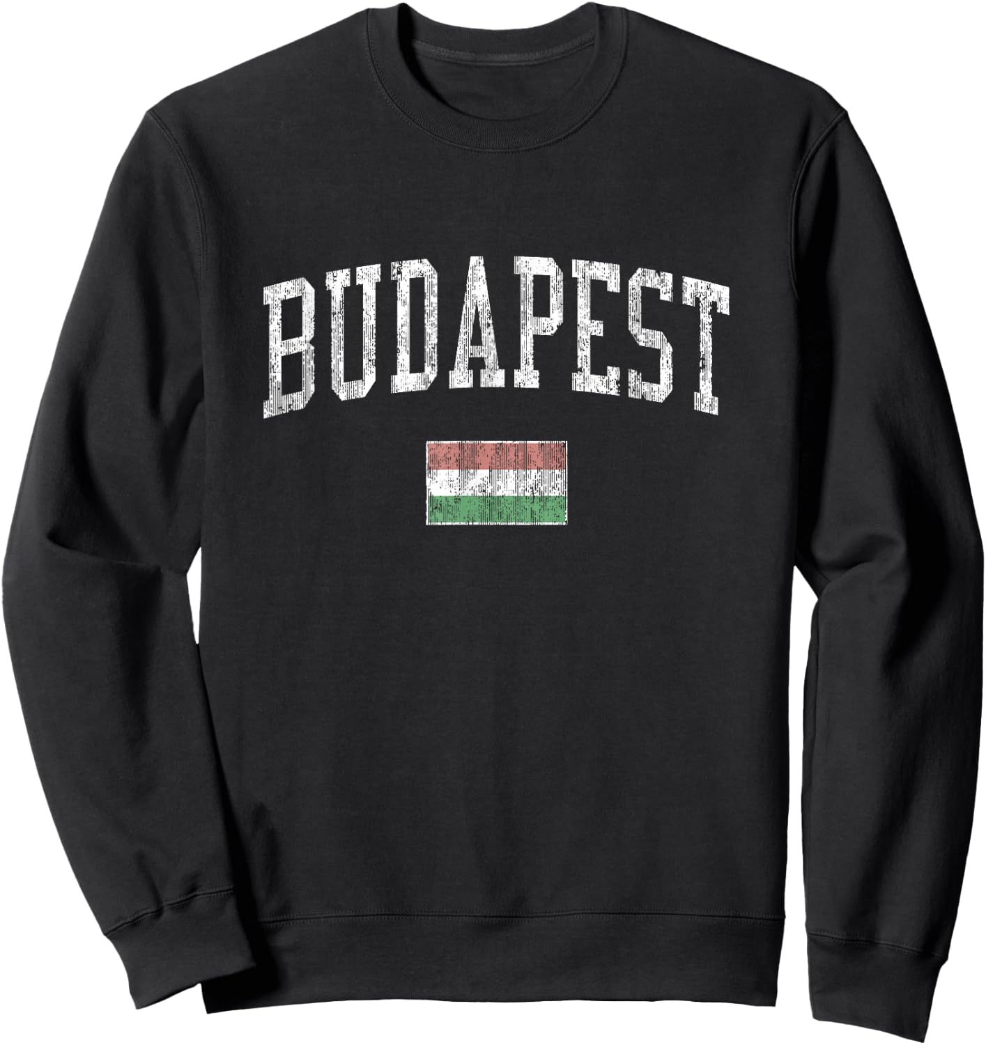 Budapest Hungary Vintage Sports Design Flag Sweatshirt - Sweatshirt | Black