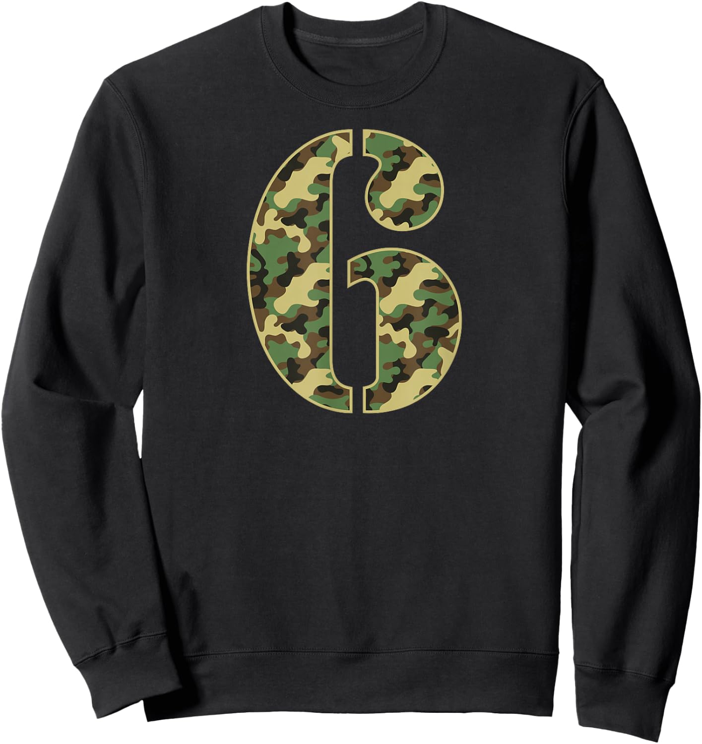 6th Birthday Soldier 6 Year Old Military Themed Camo Sweatshirt - Sweatshirt | Black