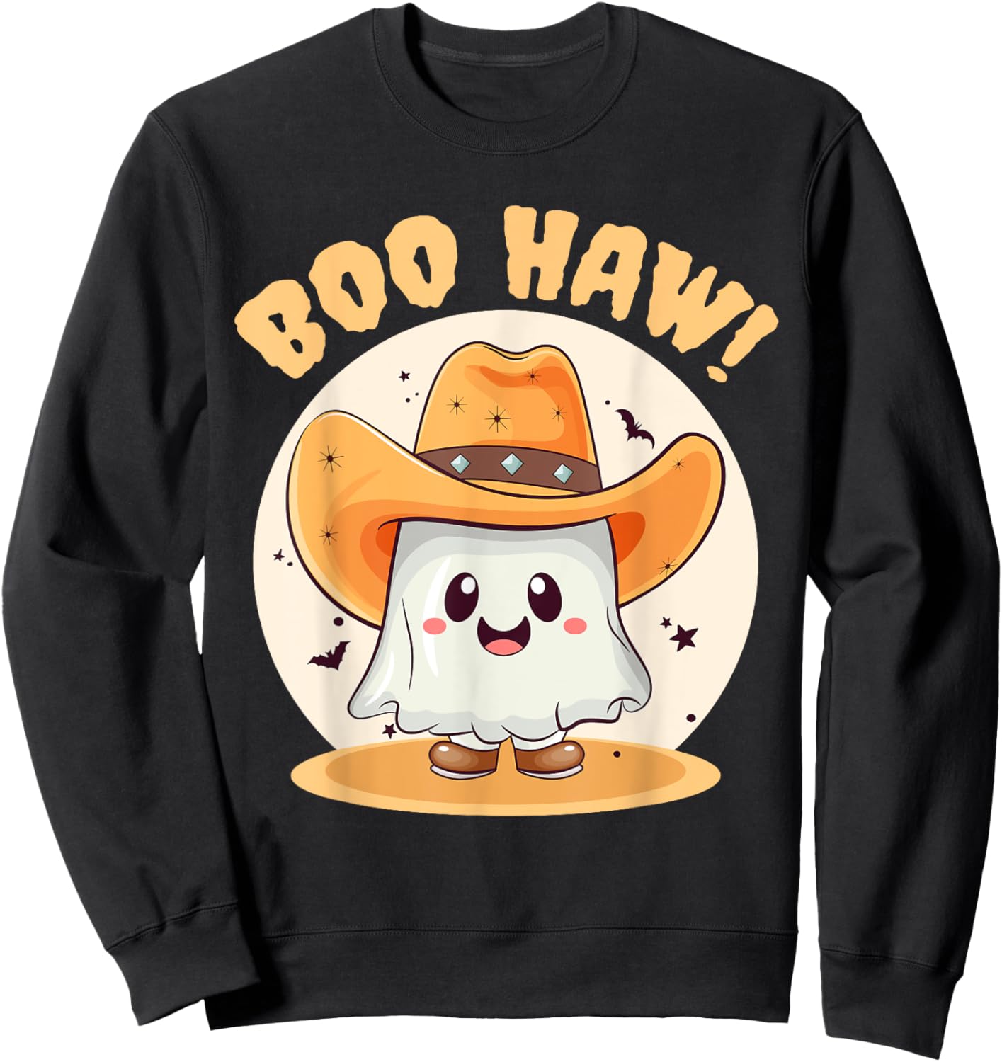 Boo Haw Funny Halloween Western Cowboy Ghost Men Women Kids Sweatshirt - Sweatshirt | Black