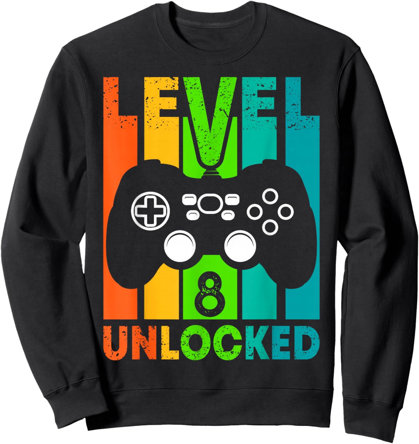 8th Birthday Gamer Boy or Gamer Girl - Level 8 Unlocked Sweatshirt - Sweatshirt | Black