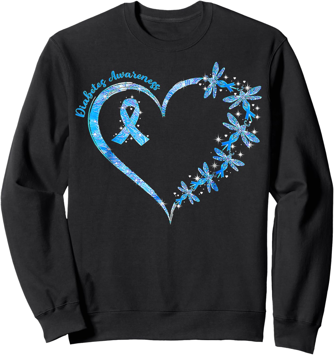 In November We Wear Blue Cure Diabetes Awareness Love Heart Sweatshirt - Sweatshirt | Black