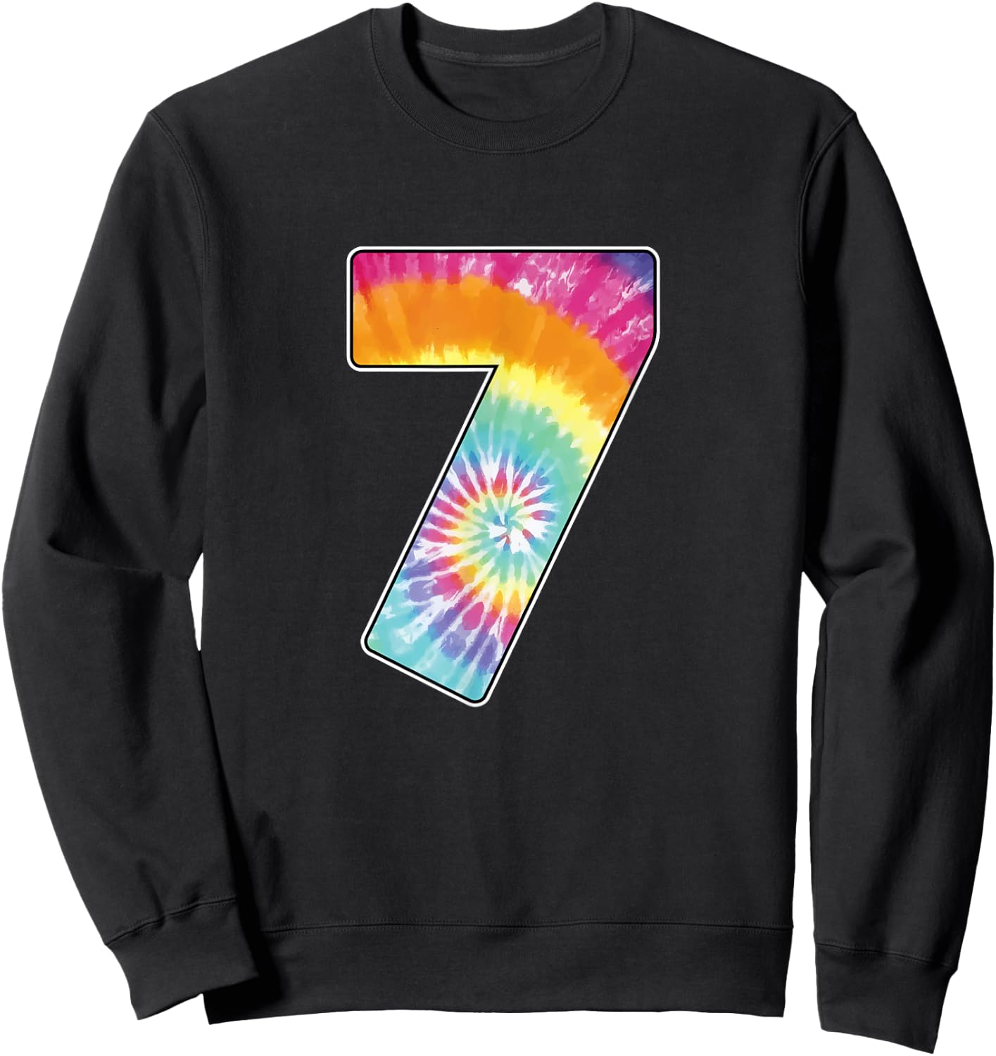 Number 7 Team Event Shirt or Age 7 Birthday Tie Dye Gift Sweatshirt - Sweatshirt | Black