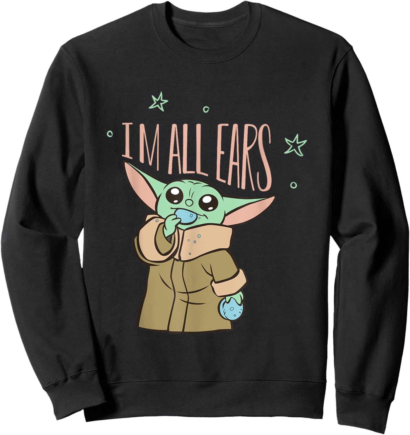 Star Wars The Mandalorian Grogu I’m All Ears Sweatshirt - Sweatshirt | Black