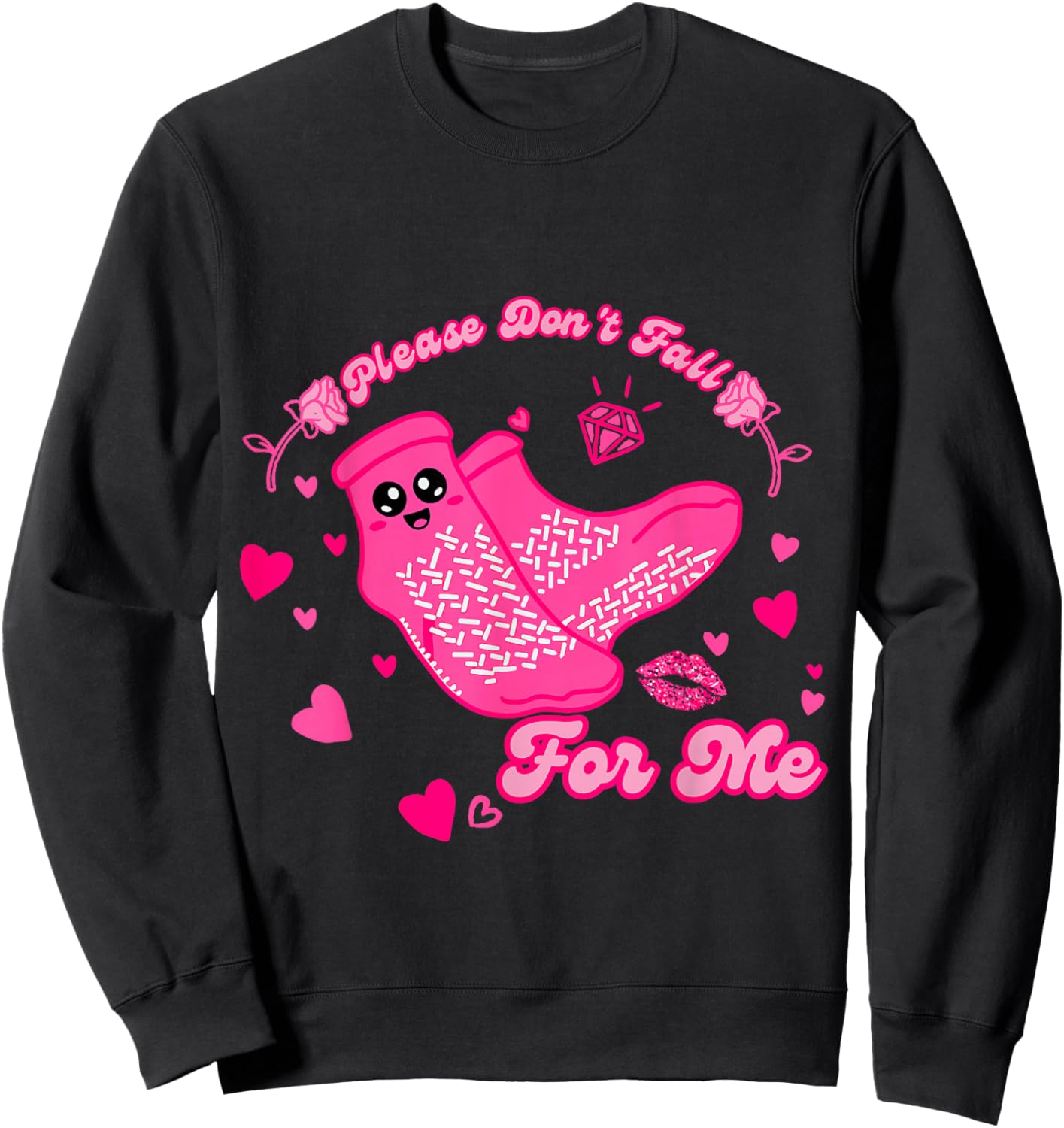 Funny Please Don't Fall For Me Medical Non Slip Socks Nurse Sweatshirt - Sweatshirt | Black