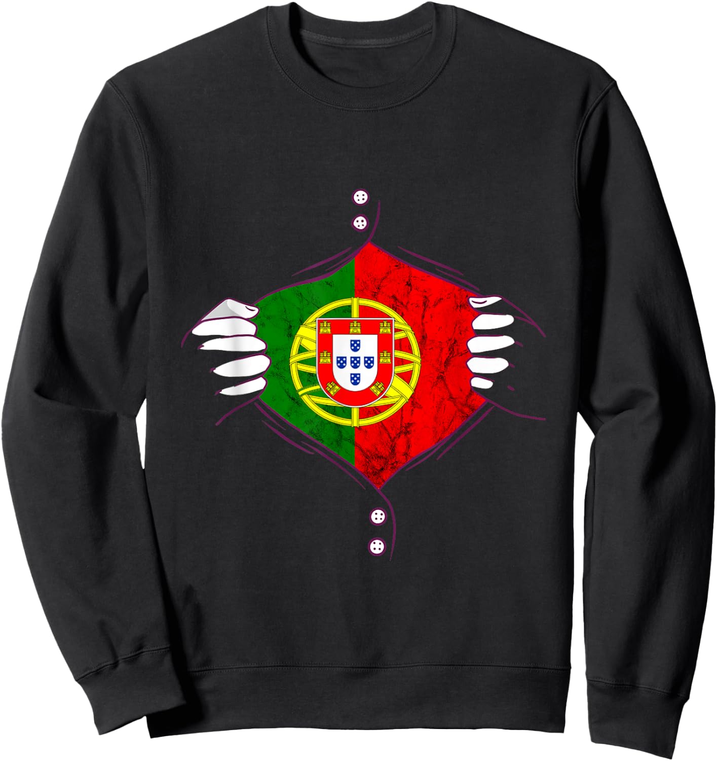 Portugal Flag Chest Portuguese Pride Portuguese Roots Sweatshirt - Sweatshirt | Black