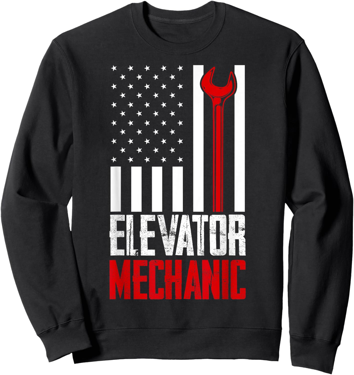 Elevator Mechanic American Flag Gift Elevator Technician Sweatshirt - Sweatshirt | Black