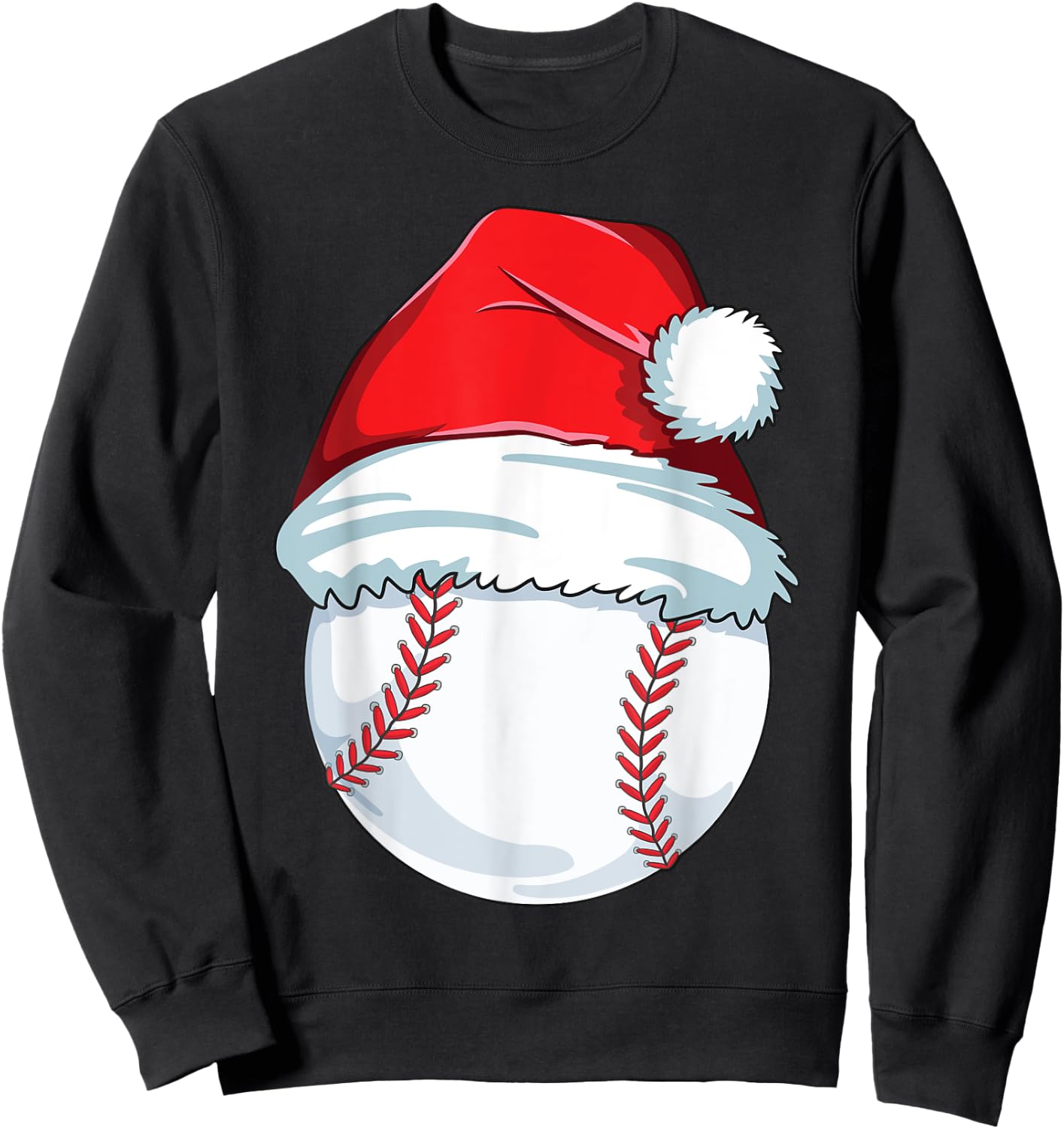 Christmas Baseball Xmas Santa Hat Ball Kids Boys Men Sweatshirt - Sweatshirt | Black