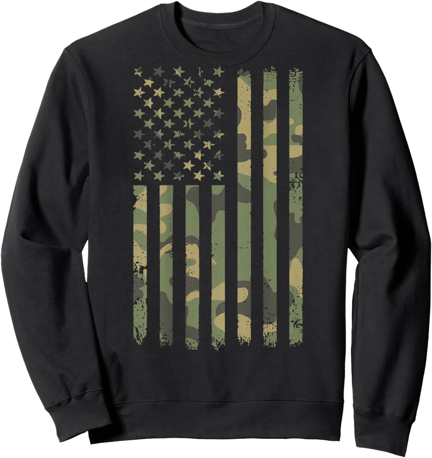 Vintage Camouflage American Flag Men, Women, Teens, & Kids Sweatshirt - Sweatshirt | Black