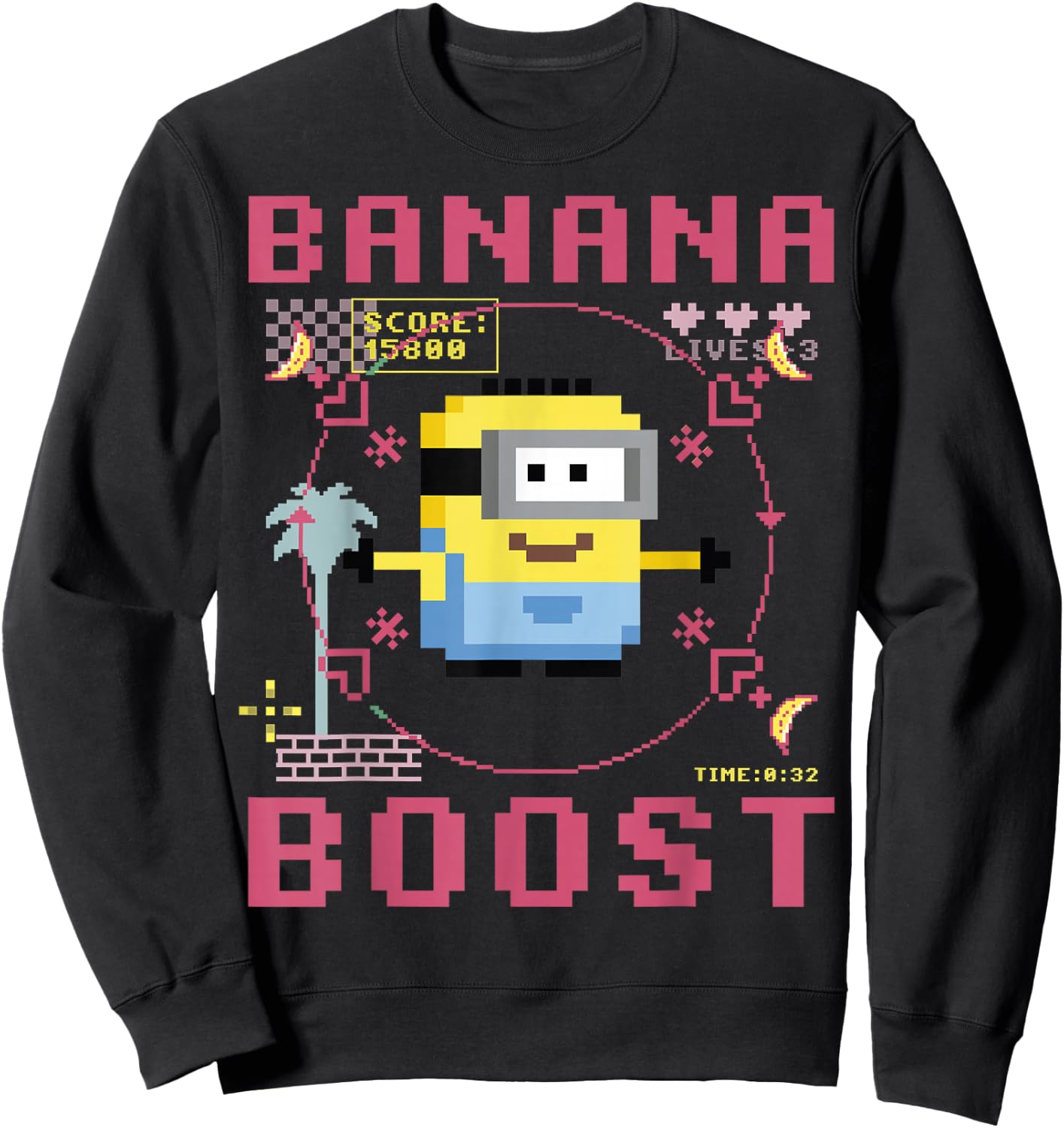 Despicable Me Minions 8-Bit Banana Boost Graphic Sweatshirt - Sweatshirt | Black