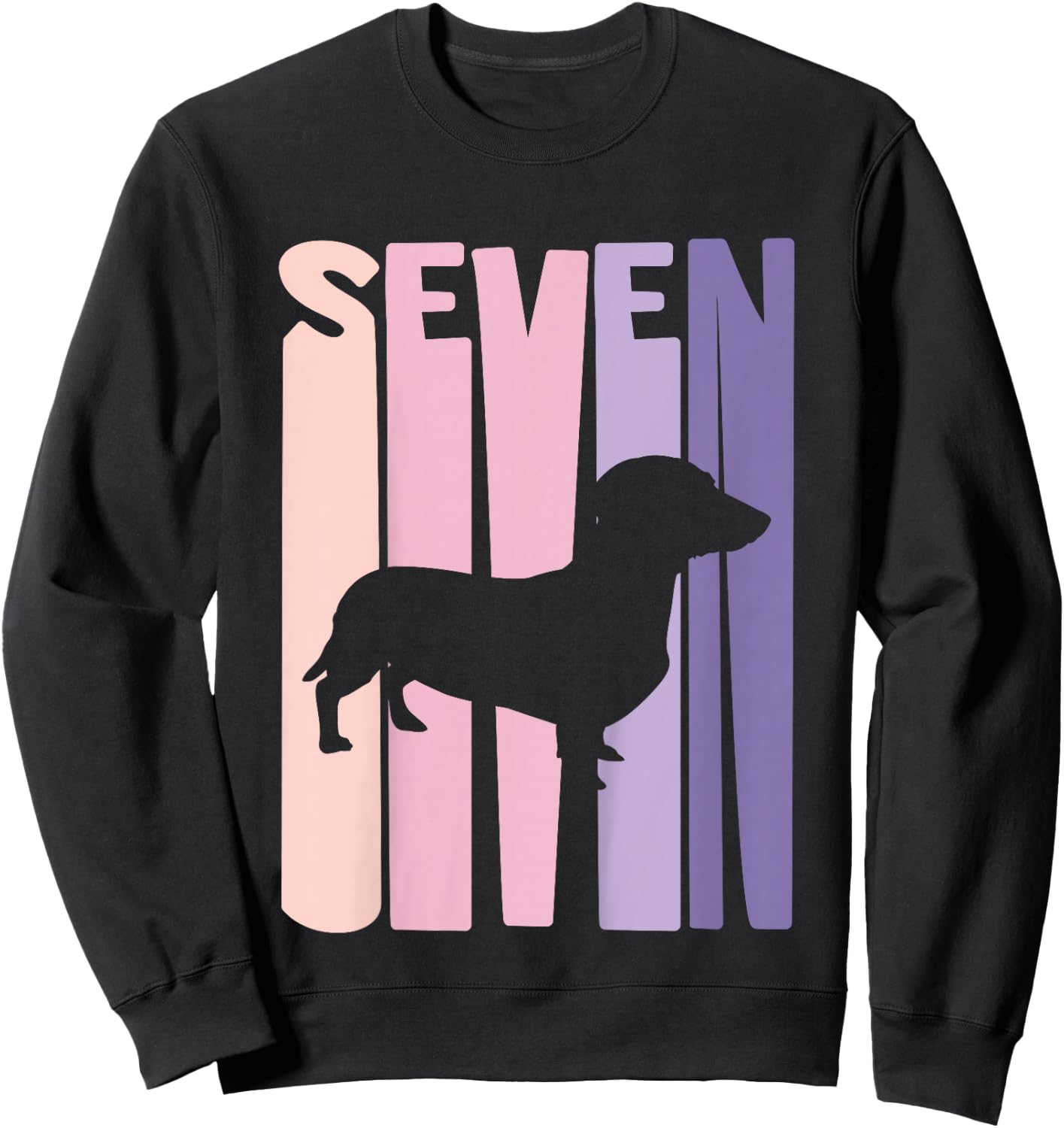Kids 7 Year Old German Dachshund Lover Birthday Girl Sweatshirt - Sweatshirt | Black
