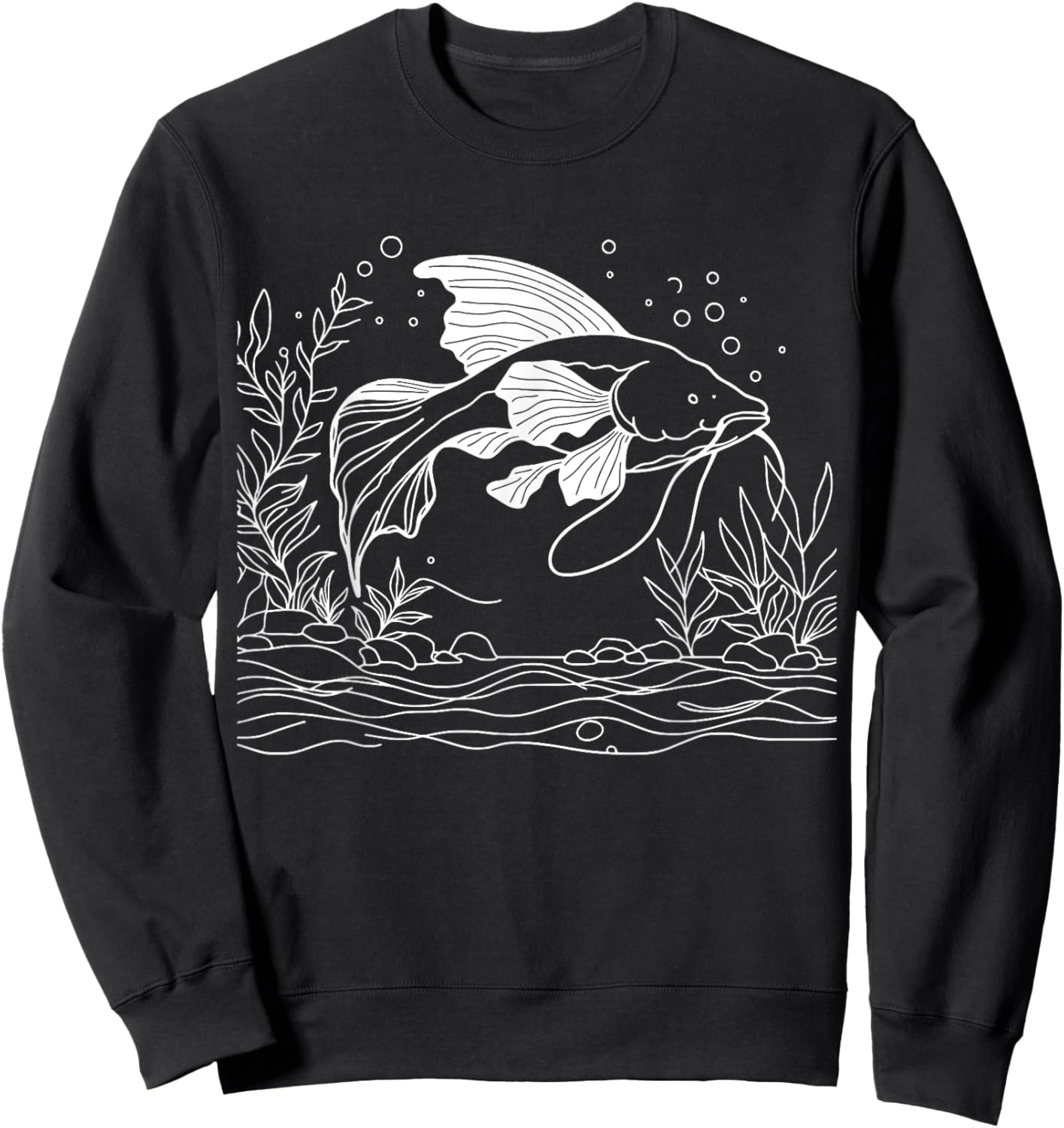 Line Art Fish & Ichthyologist African Lungfish Sweatshirt - Sweatshirt | Black