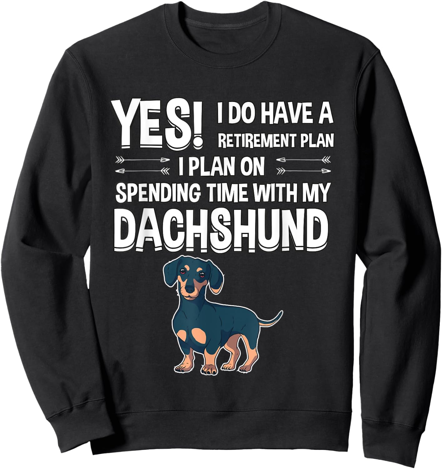 Retirement Plan Spending Time Dachshund Gift Dachshund Sweatshirt - Sweatshirt | Black