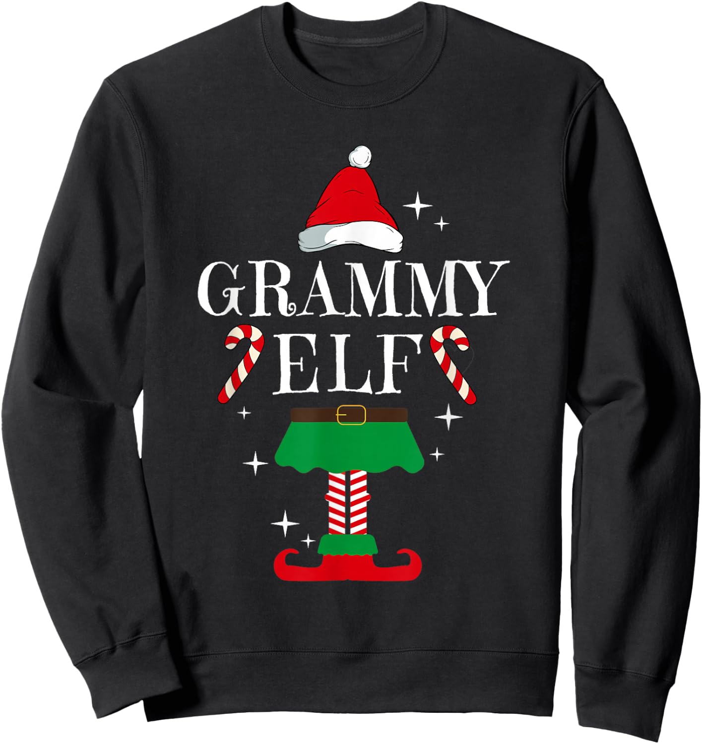 Grammy Elf Shirt Christmas Family Elf Holiday Xmas Elf Sweatshirt - Sweatshirt | Black