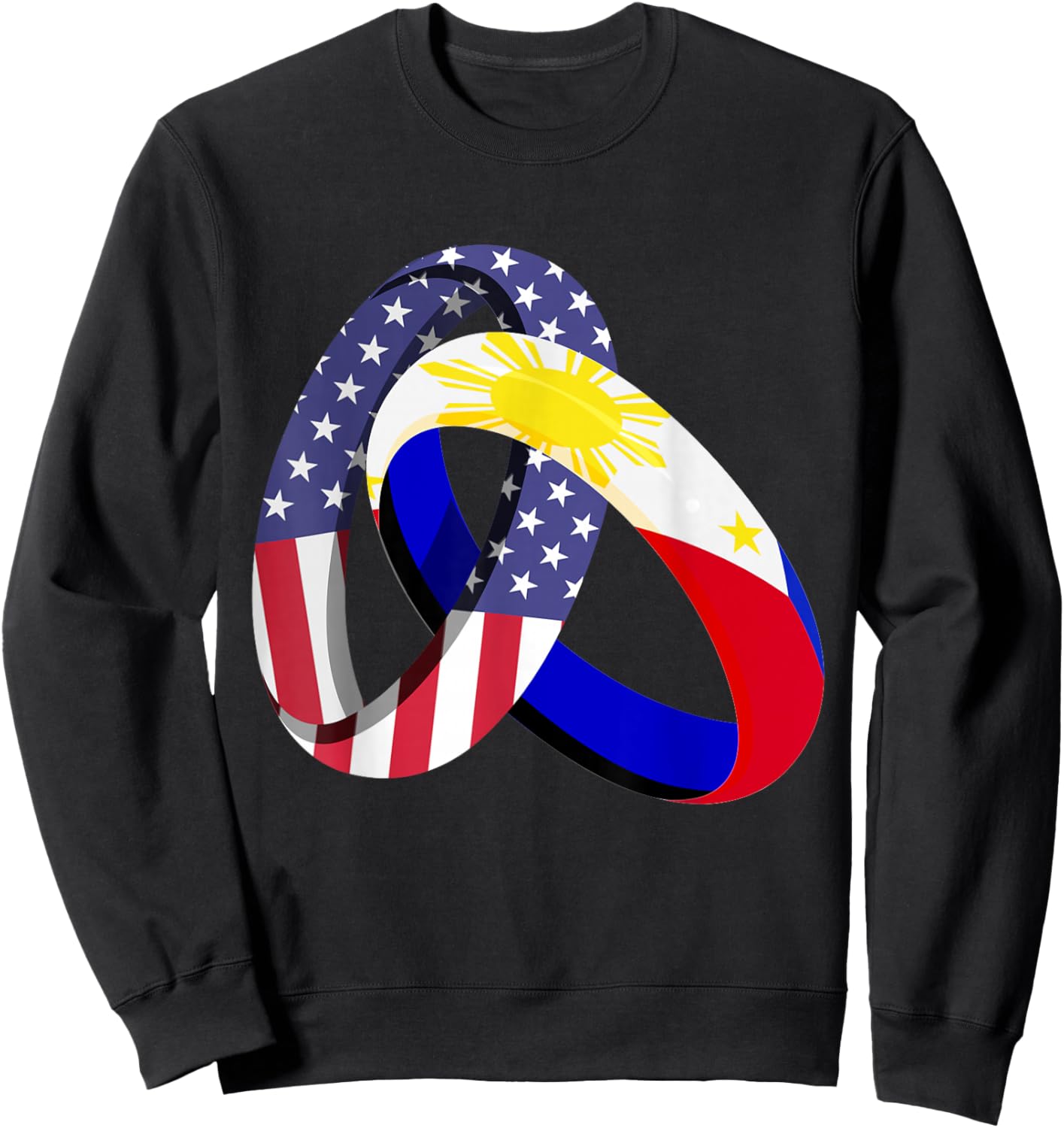 Philippines American Ring Heritage Month Filipino Flag Sweatshirt - Sweatshirt | Black