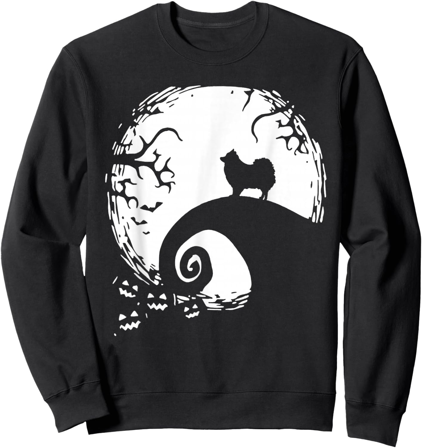 Pomeranian with Moon Halloween Sweatshirt - Sweatshirt | Black
