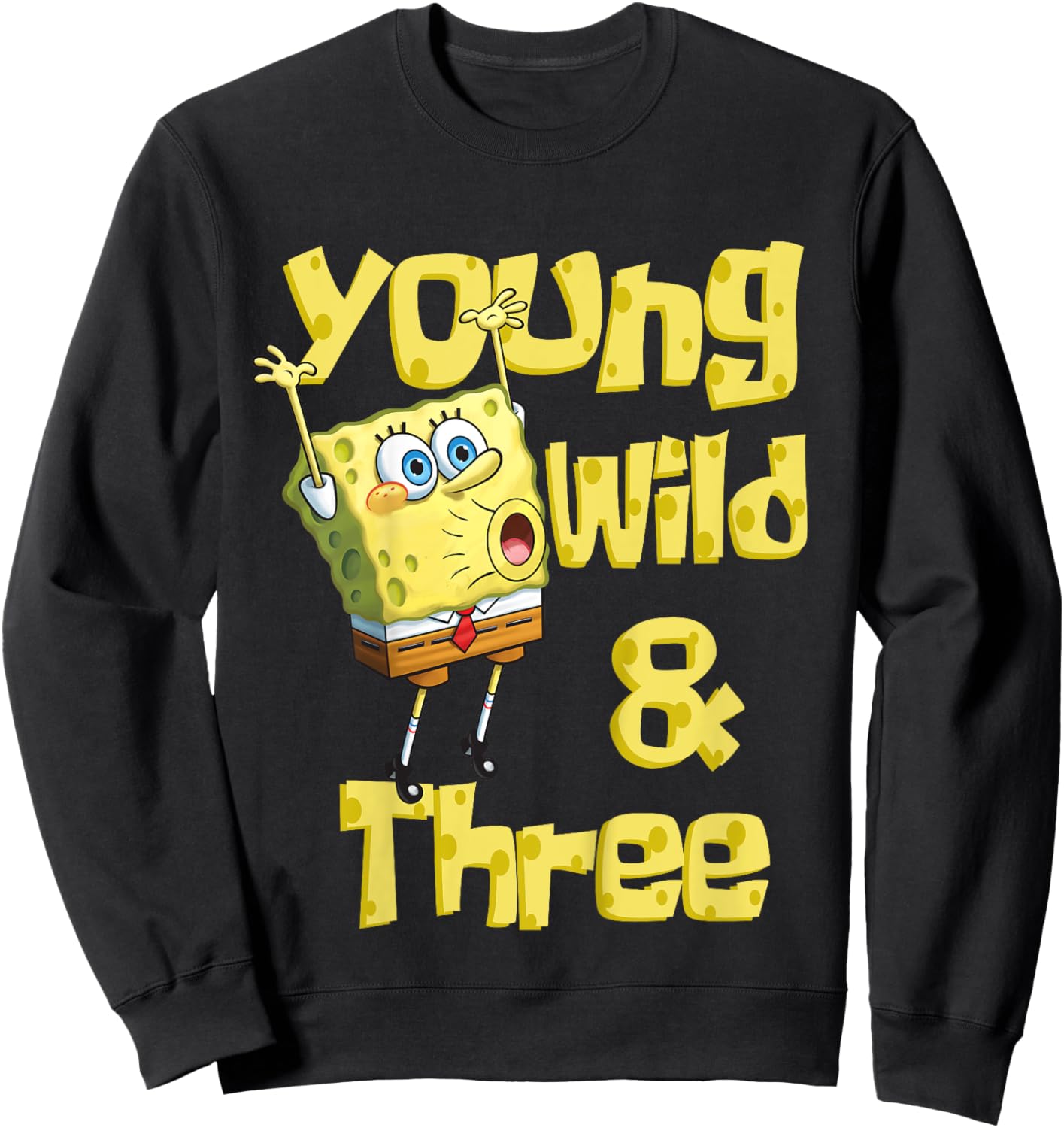 Mademark x SpongeBob SquarePants - Kids Young Wild & Three - 3rd Birthday Sweatshirt - Sweatshirt | Black