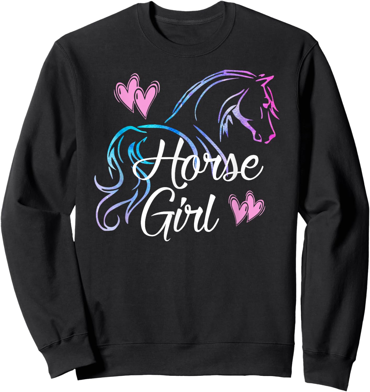 HORSE GIRL Equestrian Rider Teen Tween Kid Women Horse Lover Sweatshirt - Sweatshirt | Black