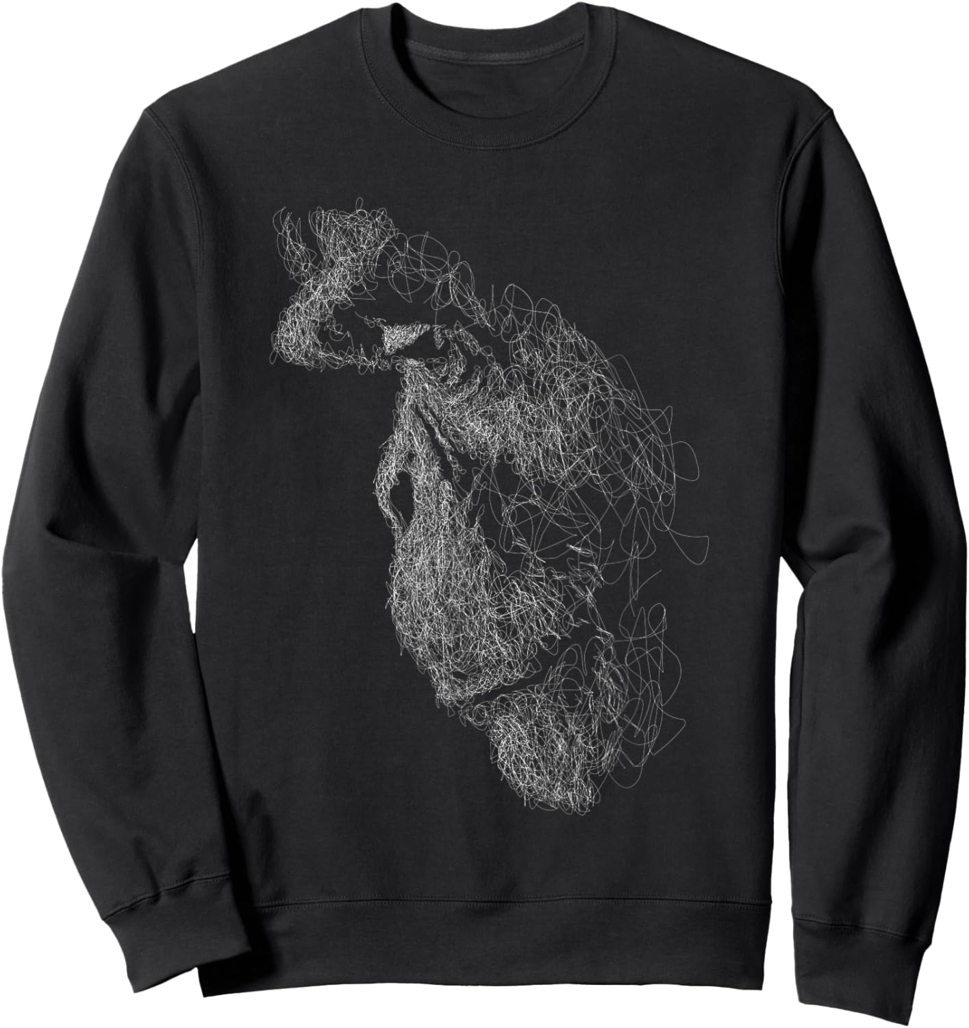 gorilla face scribble art head for lover Silverback animals Sweatshirt - Sweatshirt | Black