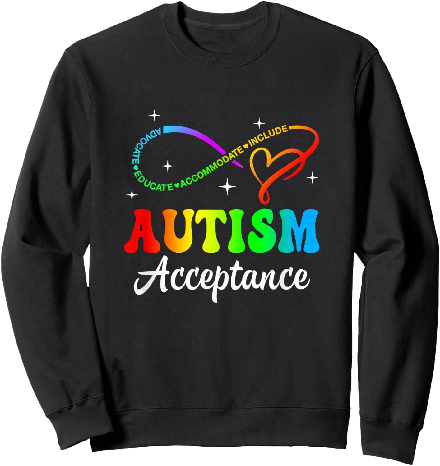 Autism Awareness Acceptance Infinity Symbol Men Women Kid Sweatshirt - Sweatshirt | Black