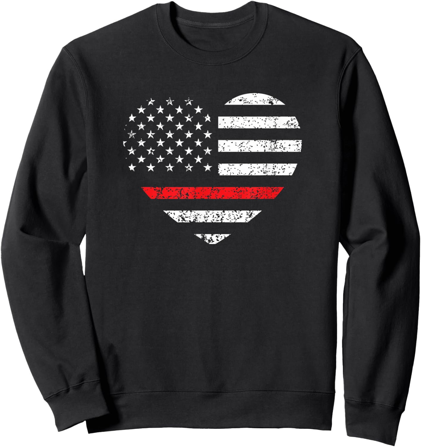 Firefighter Fireman Support - Thin Red Line Heart Sweatshirt - Sweatshirt | Black