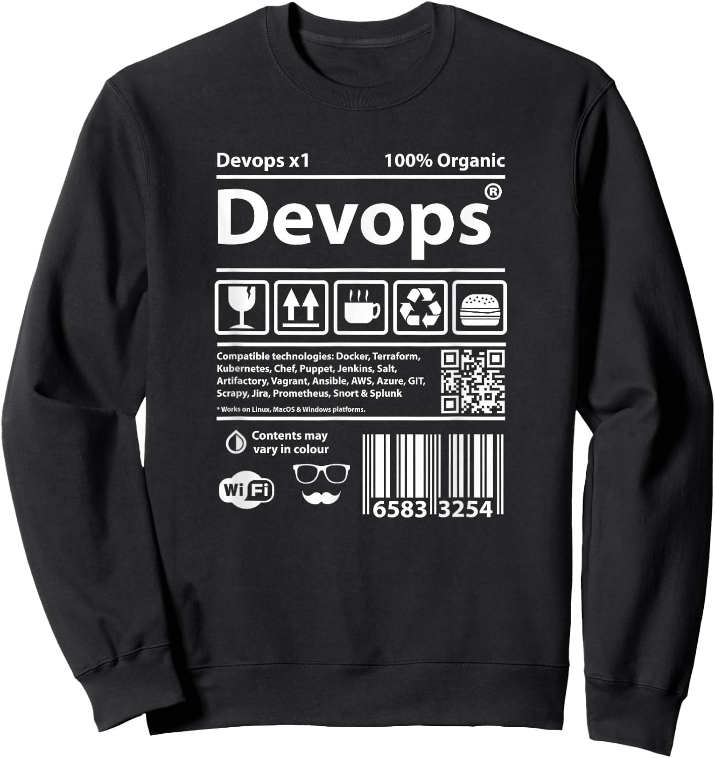 Devops Barcode programming computers source code geek Linux Sweatshirt - Sweatshirt | Black