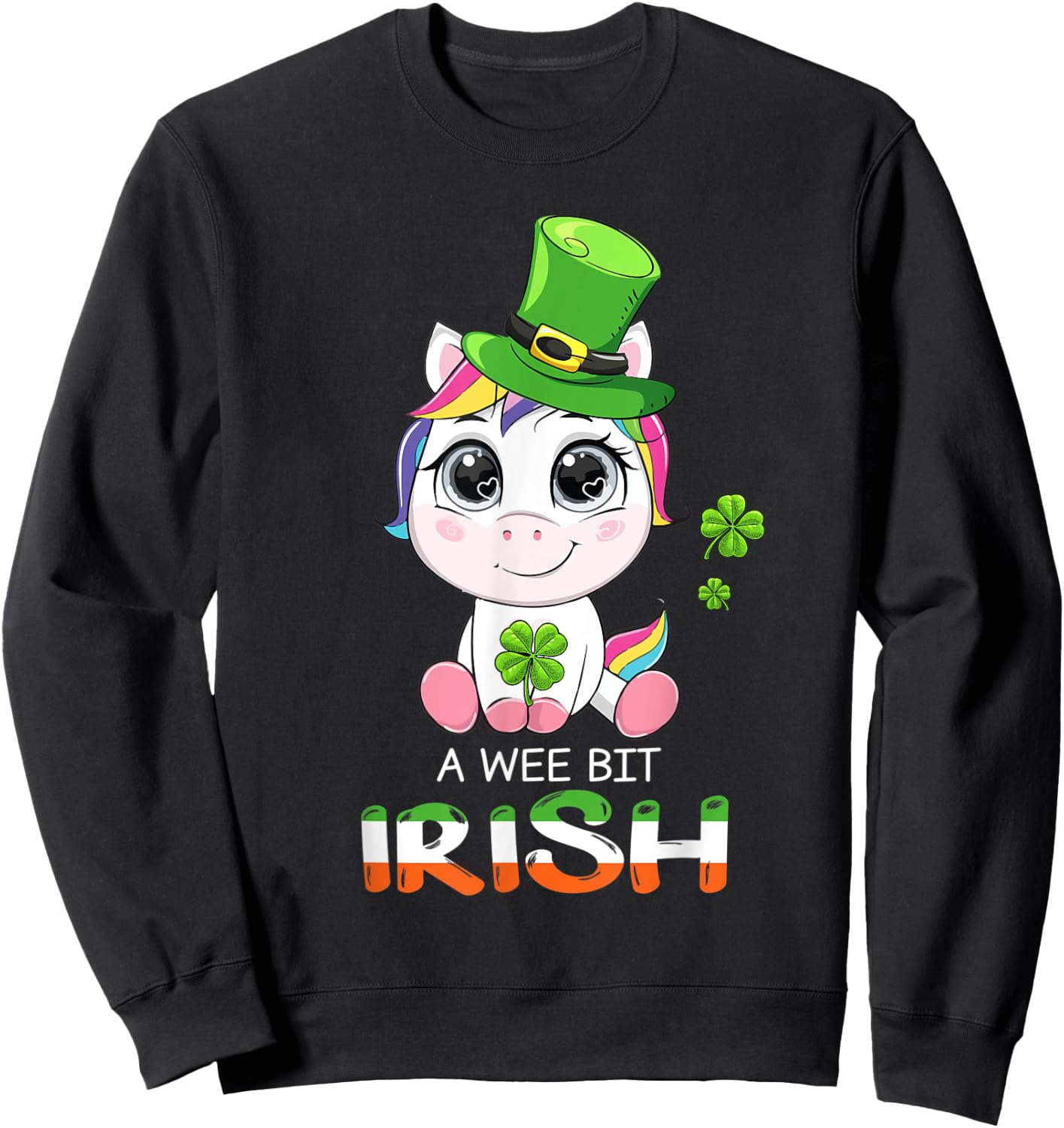 Unicorn A Wee Bit Irish Green For Patrick’s Day Lover Sweatshirt - Sweatshirt | Black