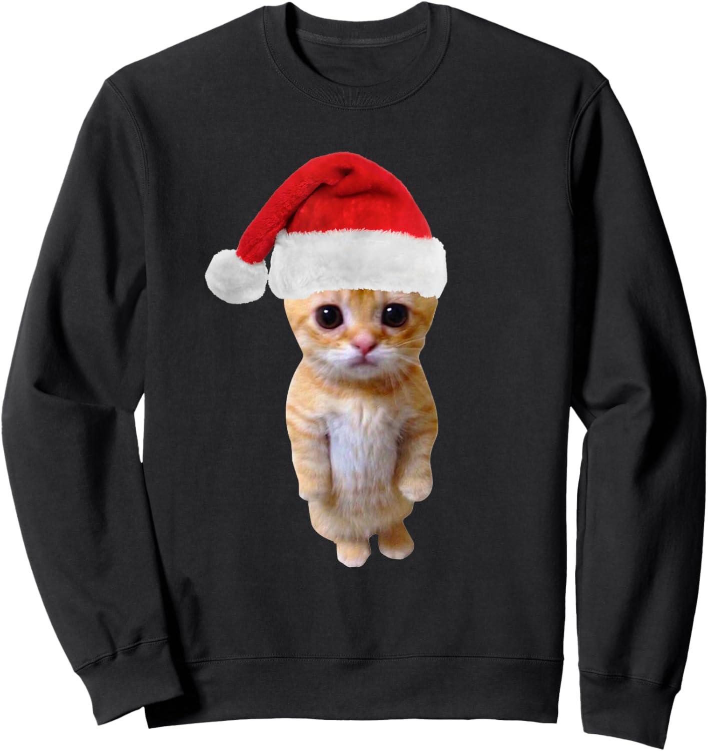 Christmas El Gato Meme Sad Cat Munchkin Kitty Meme Trendy Men Women Kids Sweatshirt - Sweatshirt | Black