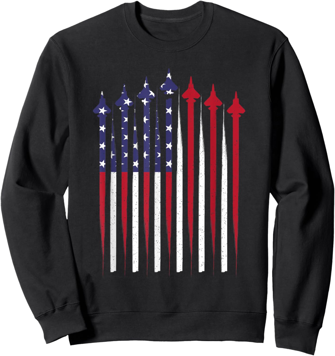 4th Of July Patriotic American Flag Jet Aviator USA Men Boys Sweatshirt - Sweatshirt | Black