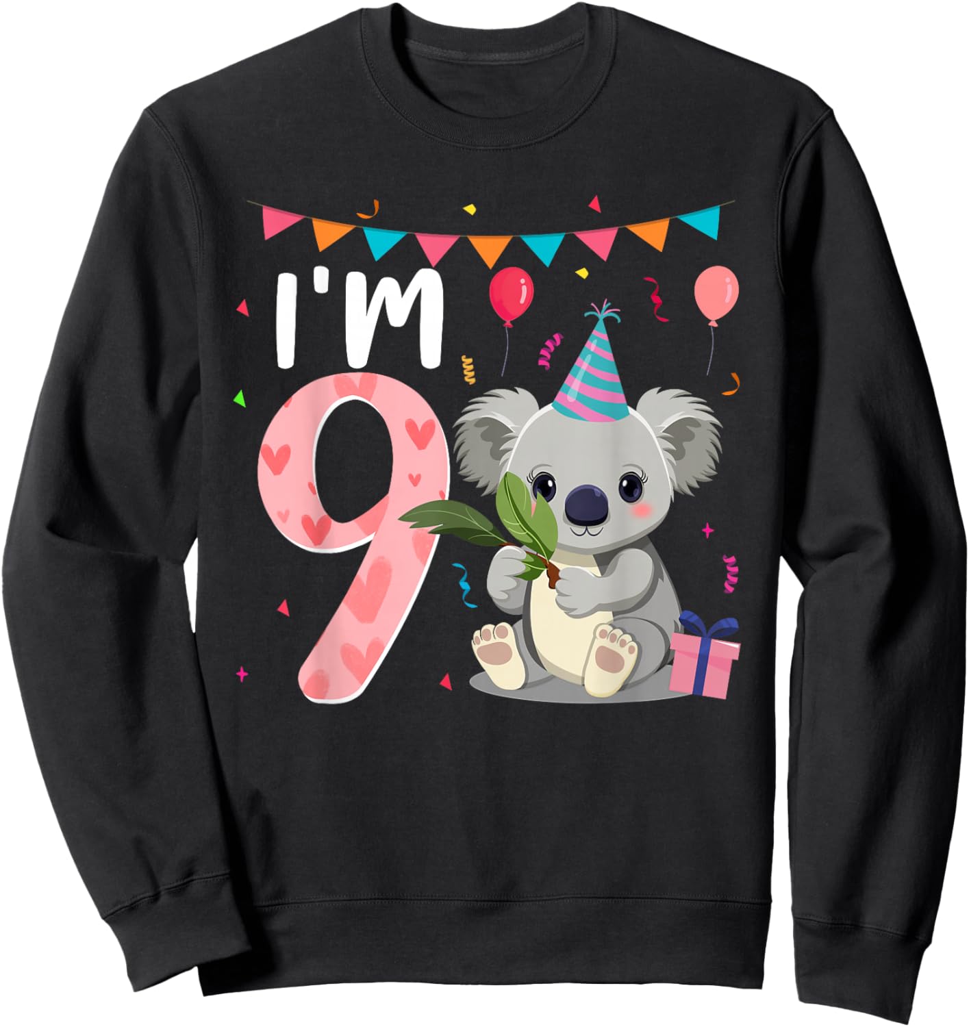 9th Birthday Girl Koala Bear 9 Year Old Sweatshirt - Sweatshirt | Black