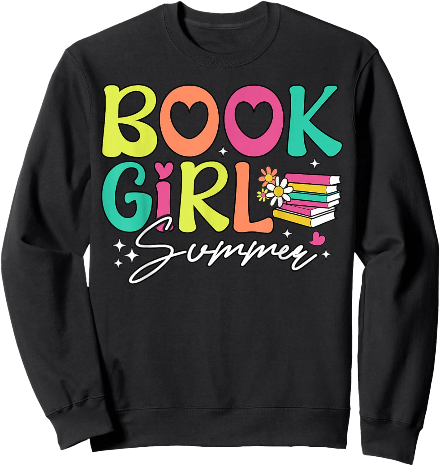 Groovy Book Girl Summer Books Reading Bookish Beach Women Sweatshirt - Sweatshirt | Black