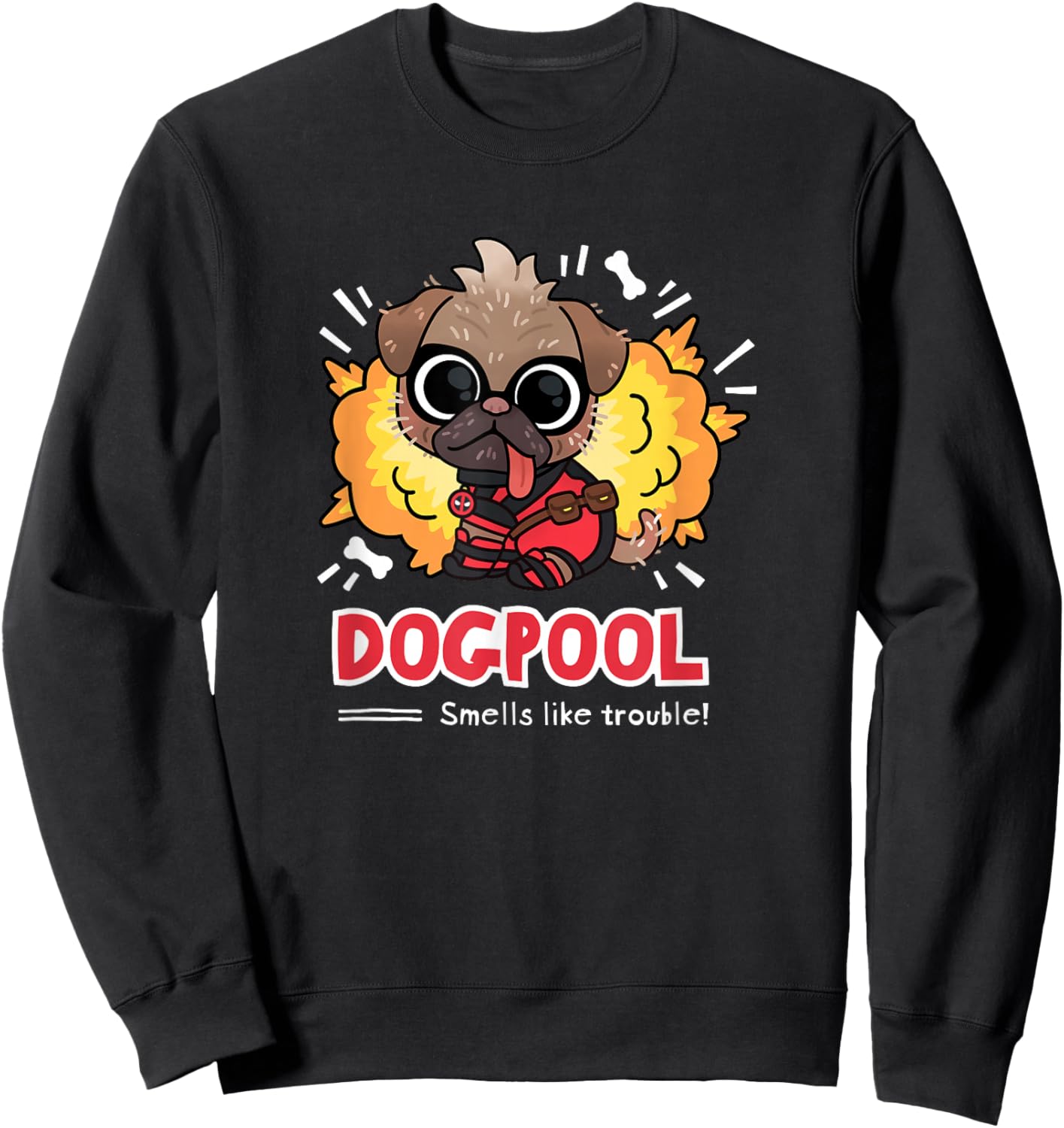 Marvel Studios Deadpool & Wolverine Chibi Dogpool Trouble Sweatshirt - Sweatshirt | Black