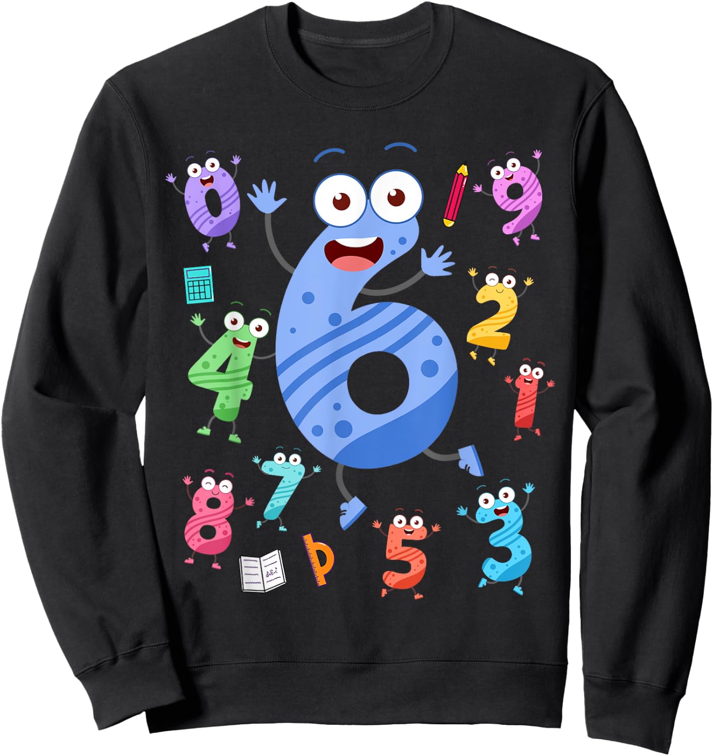 Maths Day Number Costume With Number 6 Idea For Kids Number Sweatshirt - Sweatshirt | Black