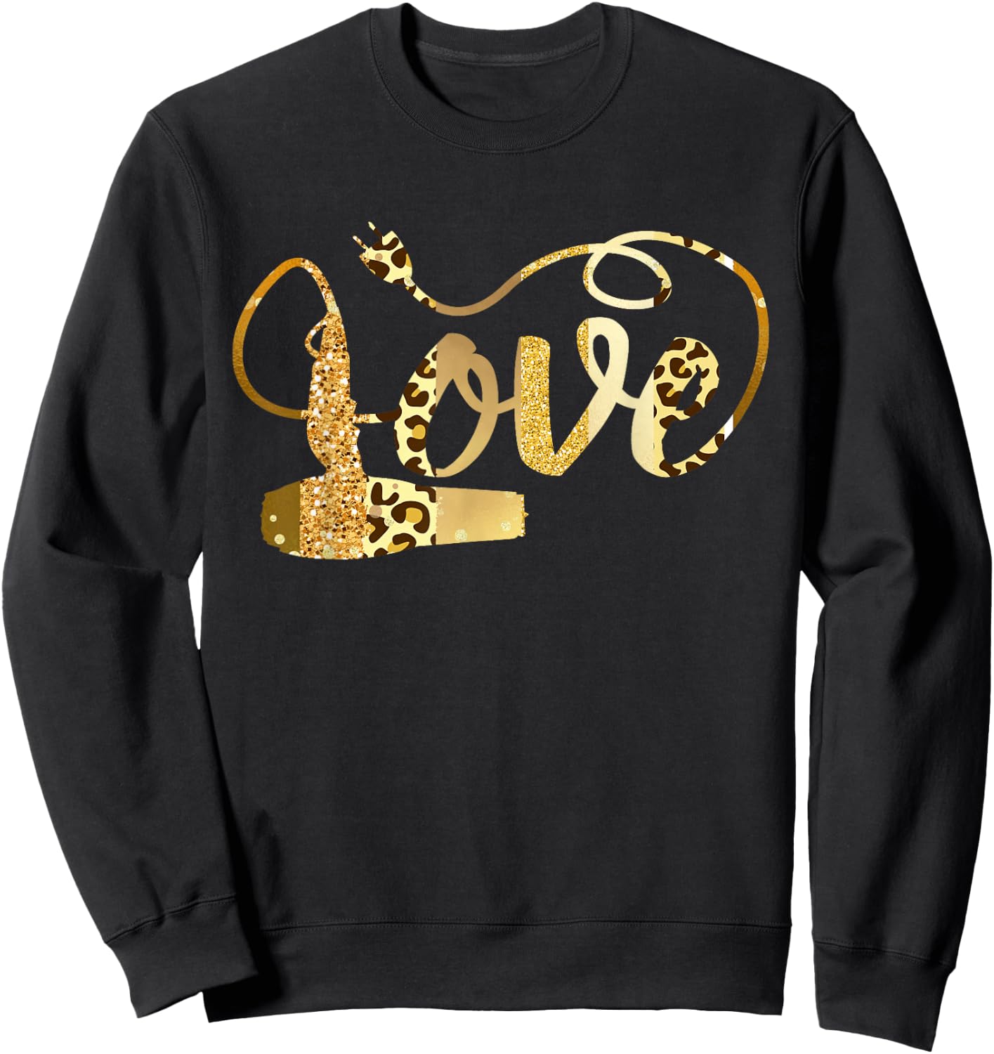 Hair Stylist LOVE Valentine Hairdresser Leopard Animal Print Sweatshirt - Sweatshirt | Black